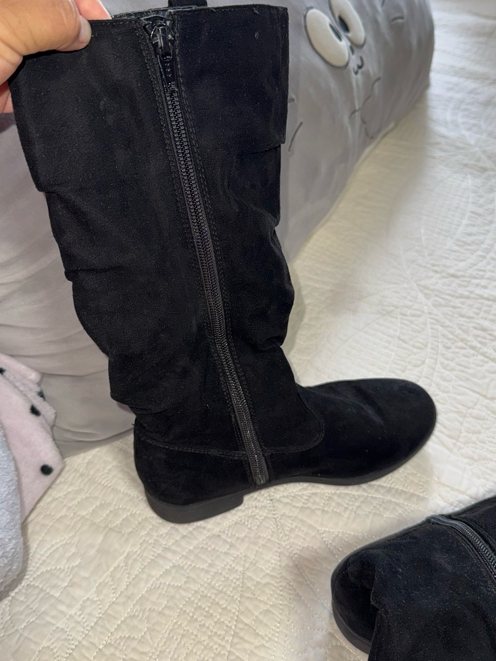 The Children's Place Black Suede-Look Girls' Mid-Calf Zip Boots